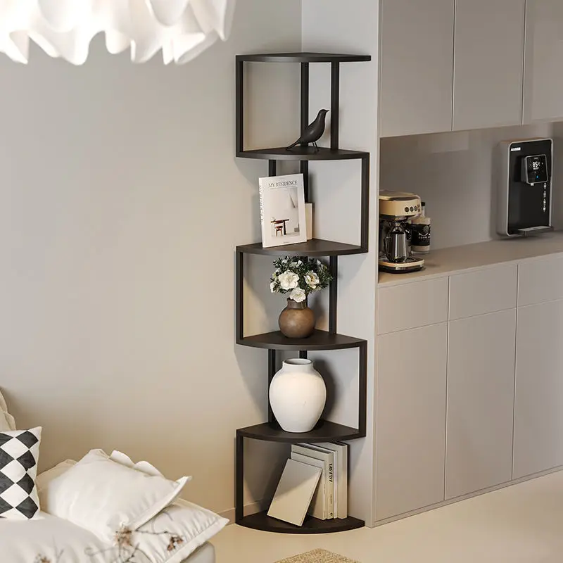 Nordic corner wrought iron bookcase floor-to-ceiling integrated wall creative living room bookshelf