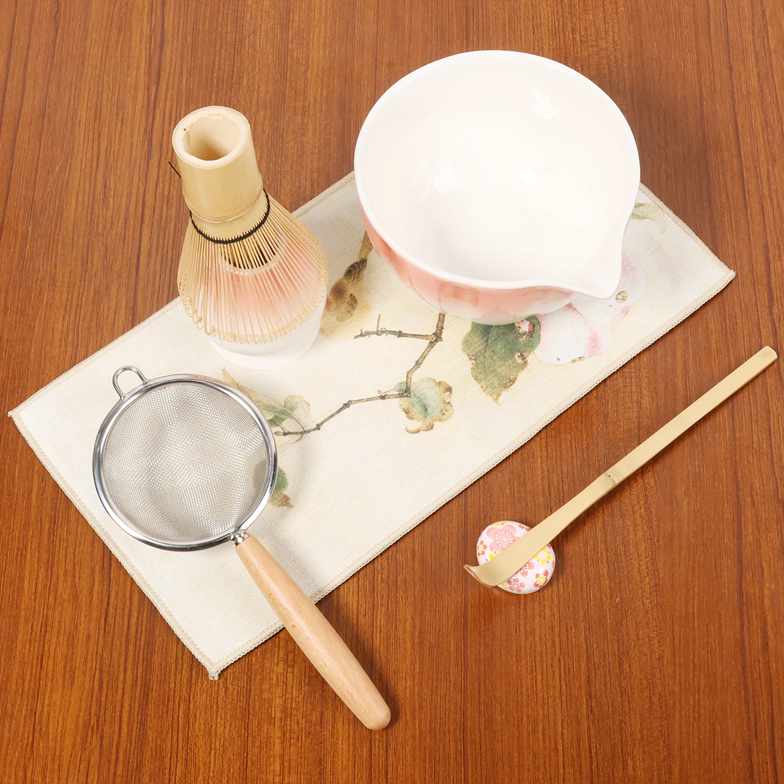 

7 Pcs Efficient Matcha Kit Set Complete Matcha Tea Set with Bowl Whisk Holder Bamboo Whisk Sifter Practical Tea Making Kit
