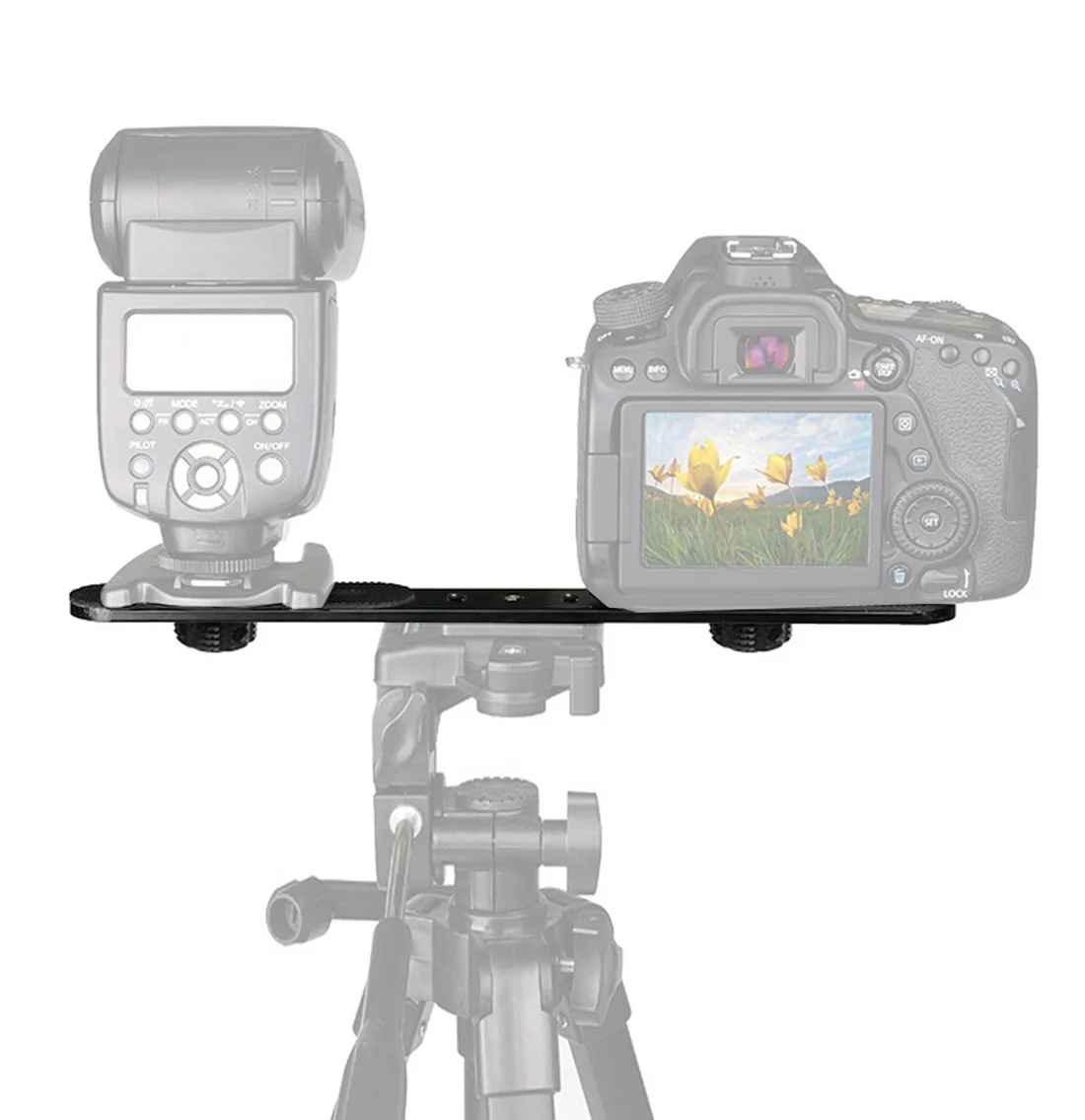 Doppel Kalten Blitzschuh Adapter Halterung Verlängerung Halter Video Halterung für Canon für Nikon Stativ DSLR Kameras Blitzlicht Mikrofon – Detail 13