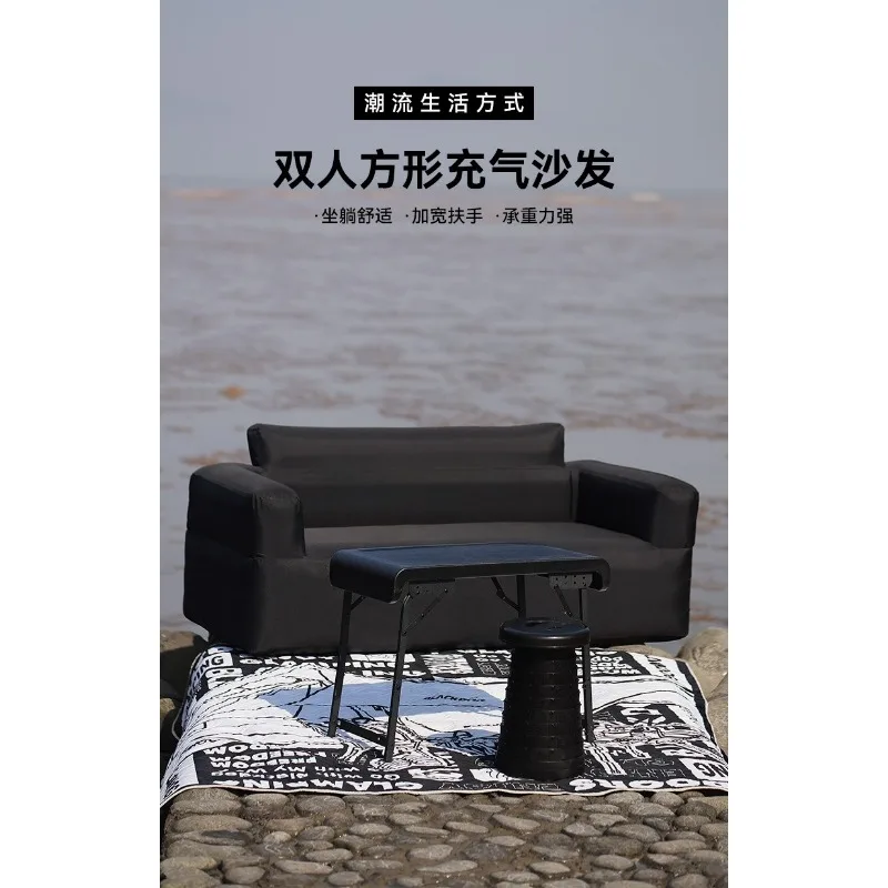

Outdoor double inflatable sofa portable camping picnic air cushion bed lazy inflatable bed with air valve