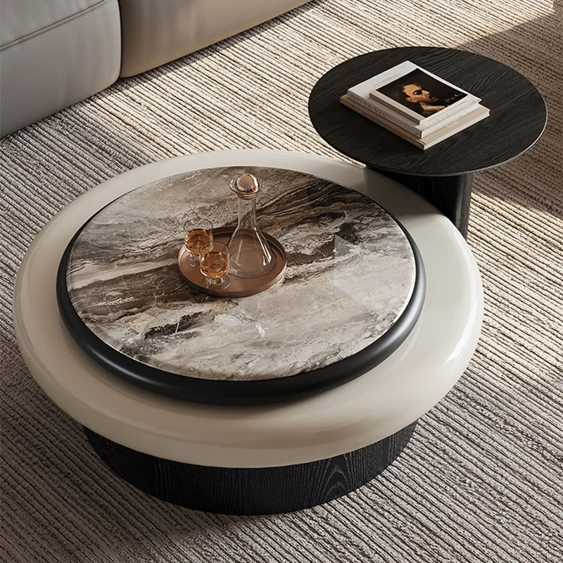

Luxury Coffee Table Set with Rotating Tabletop Modern Simple Round Coffee Tables Living Room Center Table Home Sofa Side Table