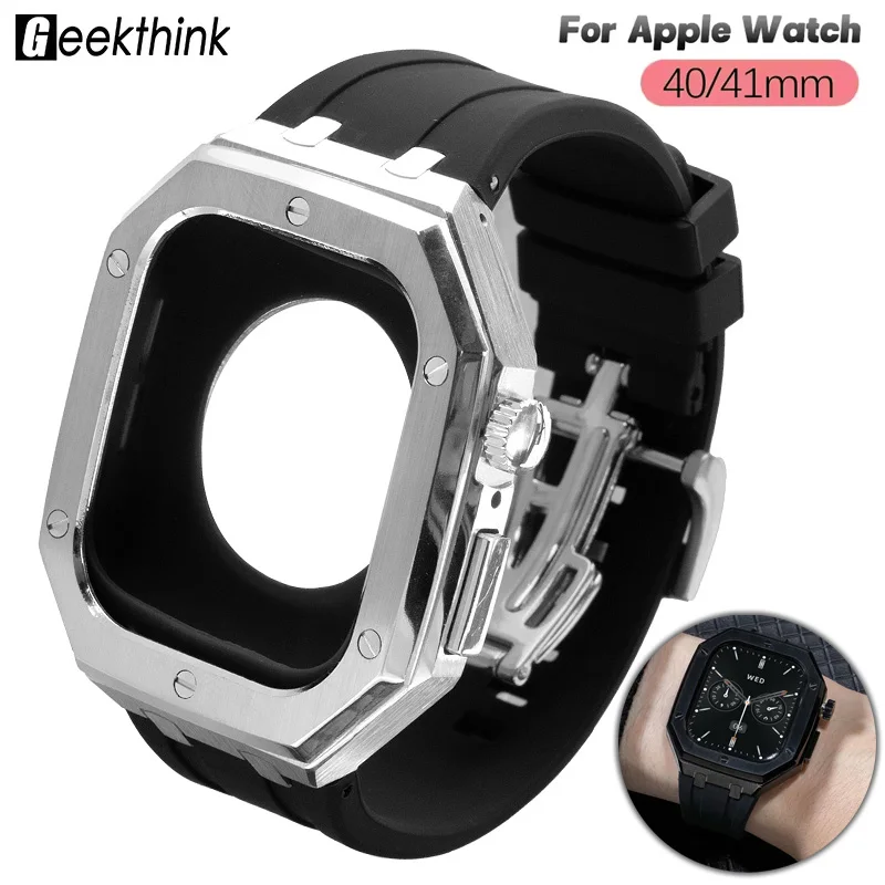 

Комплект для роскошной модификации Apple Watch 11 10: корпус, ремешок, металлический ободок 46 мм, аксессуары для iWatch Series 9, 6, 5, 4, SE 44/45 мм