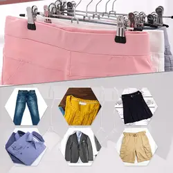 1pc Stainless Steel Pants Skirt Racks Hanger Clothing Wardrobe Hangers With 2 Clips Adjustable Trousers Clamp Holder Container