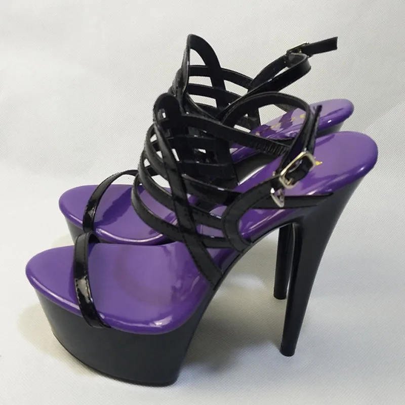 LAIJIANJINXIA New 15CM/6inches PU Upper Fashion Sexy Exotic High Heel Platform Party Women Sandals Pole Dance Shoes H-064