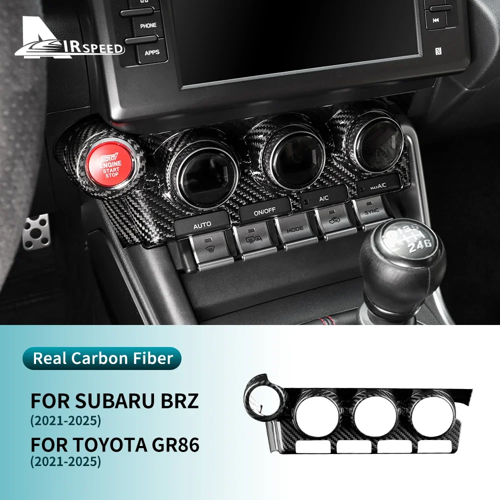 Real Hard Carbon Fiber Cover For Subaru BRZ Toyota GR86 2021 2022 2023 2024 2025 LHD Car Air Conditioning Control Panel Sticker - Image 2