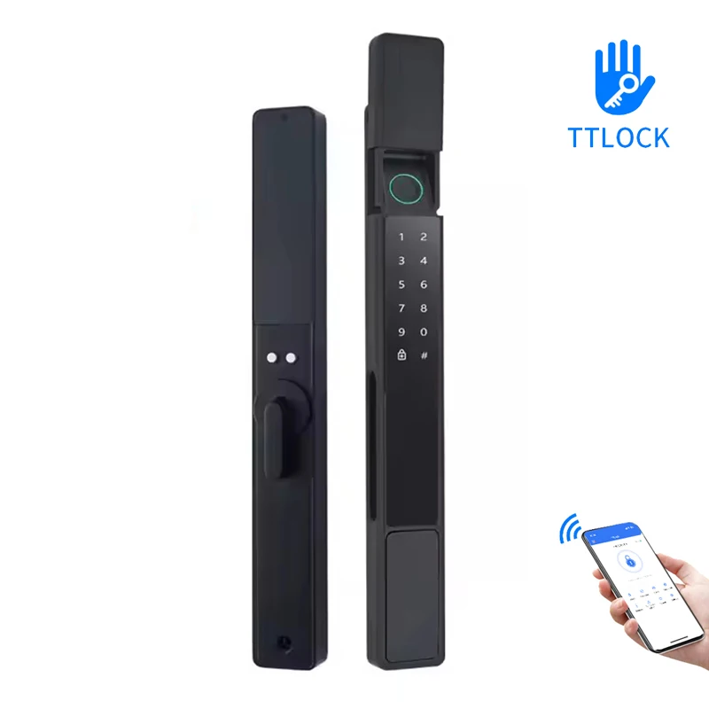 Waterproof TTLock APP Fingerprint Password Card Automatic Lock Bridge-Cut Aluminum Alloy For Outdoor Pull Push Sliding Door