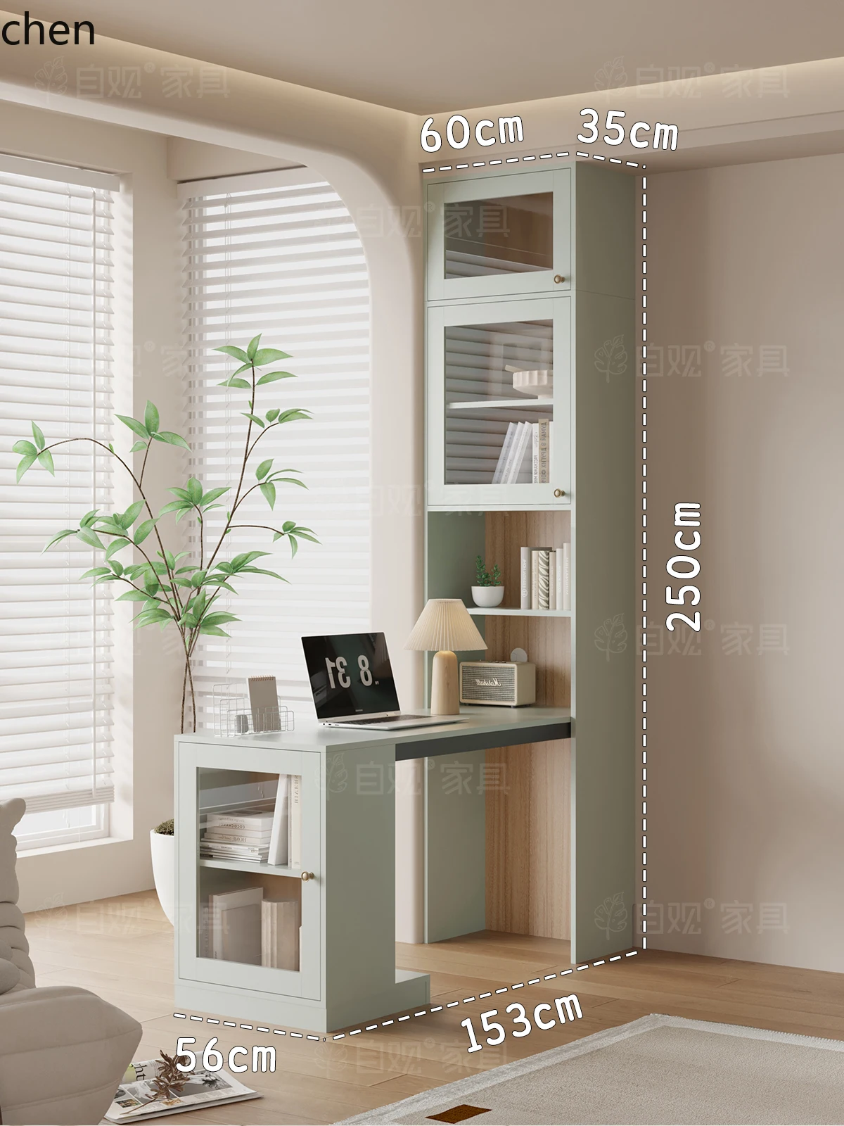 ZML Bookcase Desk Integrated Combination Corner Foldable Computer Desk