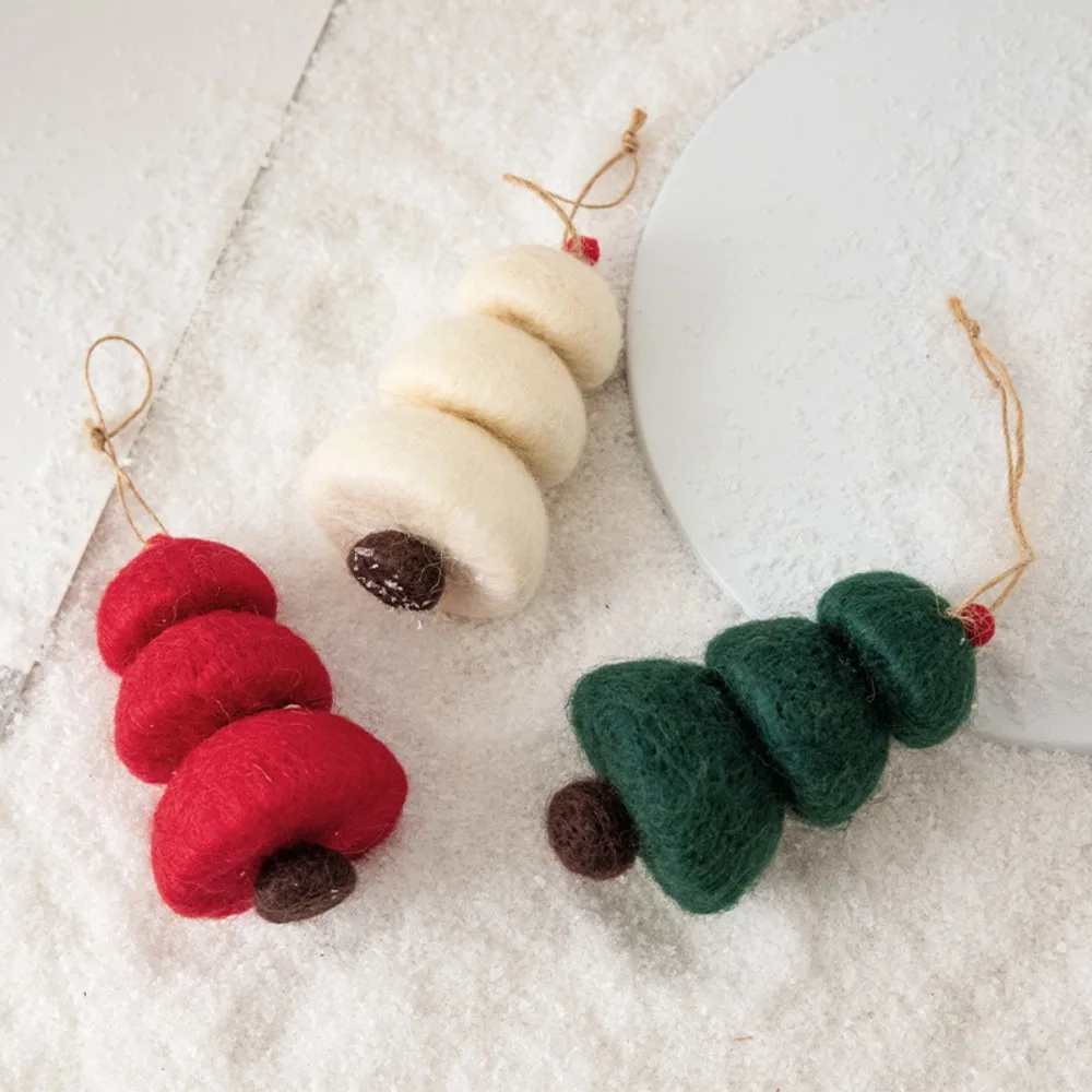 3pcs Plush Wool Felt Mushroom Christmas Pendant Accessories Pendant Ornament Gift Hanging Decoration Fireplace Tag Holiday Party