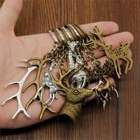 High Quality Key Chain Ring Creative Deer Antler Key Chain Pendant Bag Charm Keyring Car Keychain For Boyfriend
