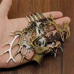 High Quality Key Chain Ring Creative Deer Antler Key Chain Pendant Bag Charm Keyring Car Keychain For Boyfriend