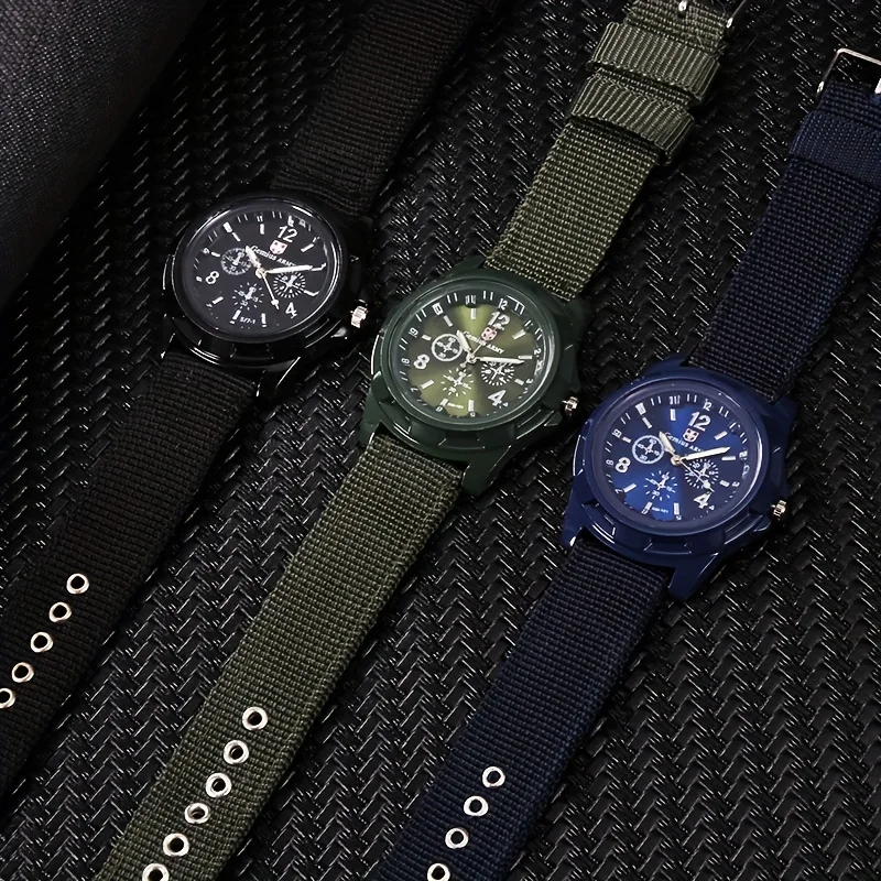 Fashion Nylon Strap Men's Watch Cloth Strap Military Watch Trendy Night Light Needle Sports Watch Men's and Women's Watch