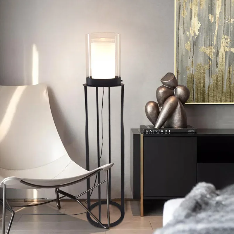 Italian Modern Chinese Classical Living Room Candle Table Lamp Model House Villa Sales Tribal Floor Lamp Standing Light Decor