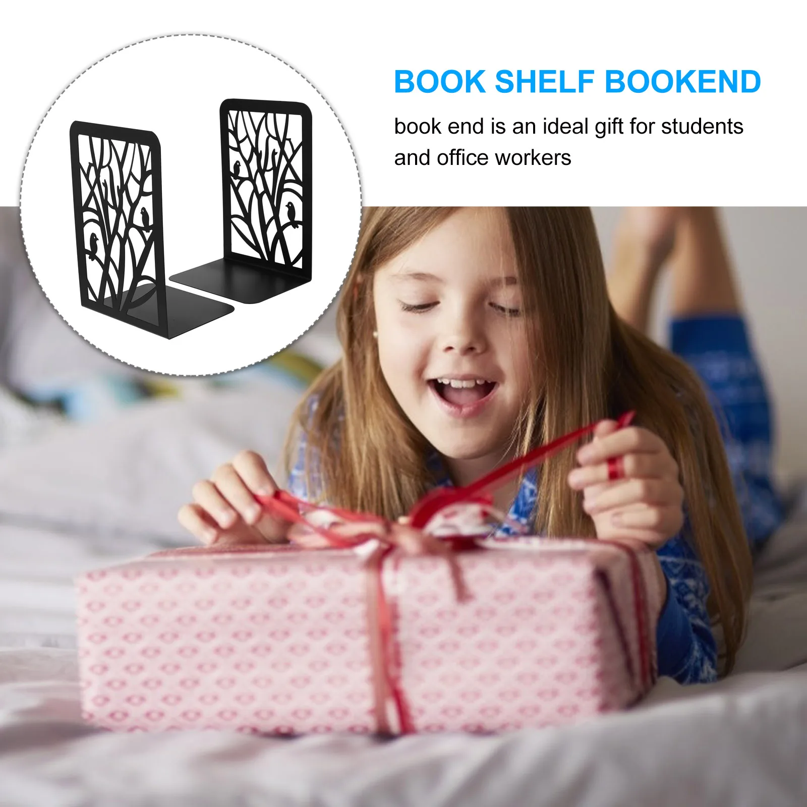 

2 Pcs Metal Bookshelf Bookends Holder Heavy Duty Material Small Rack Holders Office