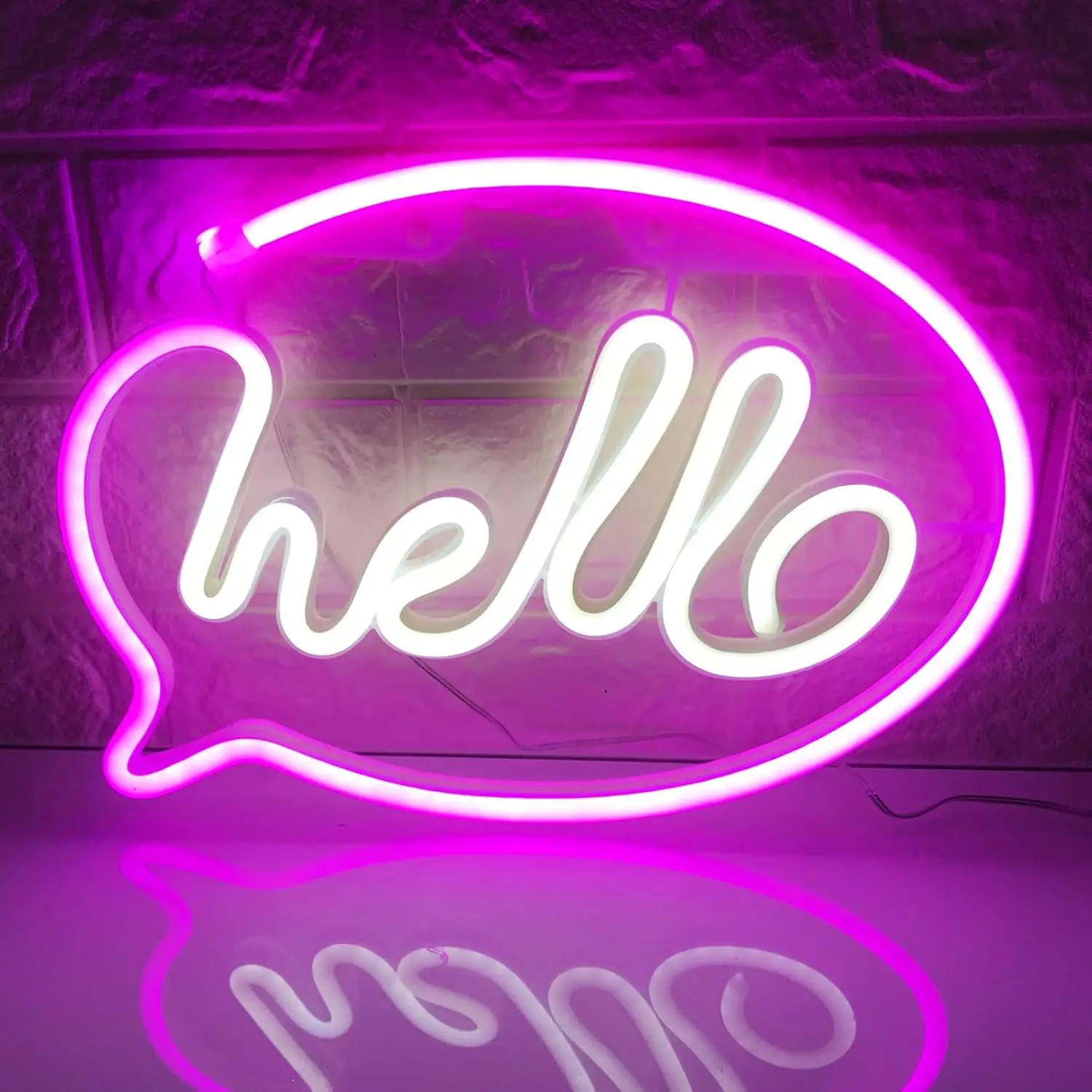 HELLO Pink+White Neon Sign Neon Wall Decoration LED Neon Logo Night Light Christmas Party Wedding Children\'s Room