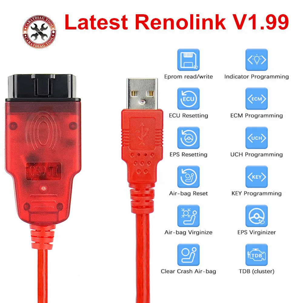 Renolink Latest V1.99 OBD2 Interface for Renault for Dacia Diagnostic ECU Programmer KeyCoding Renolink