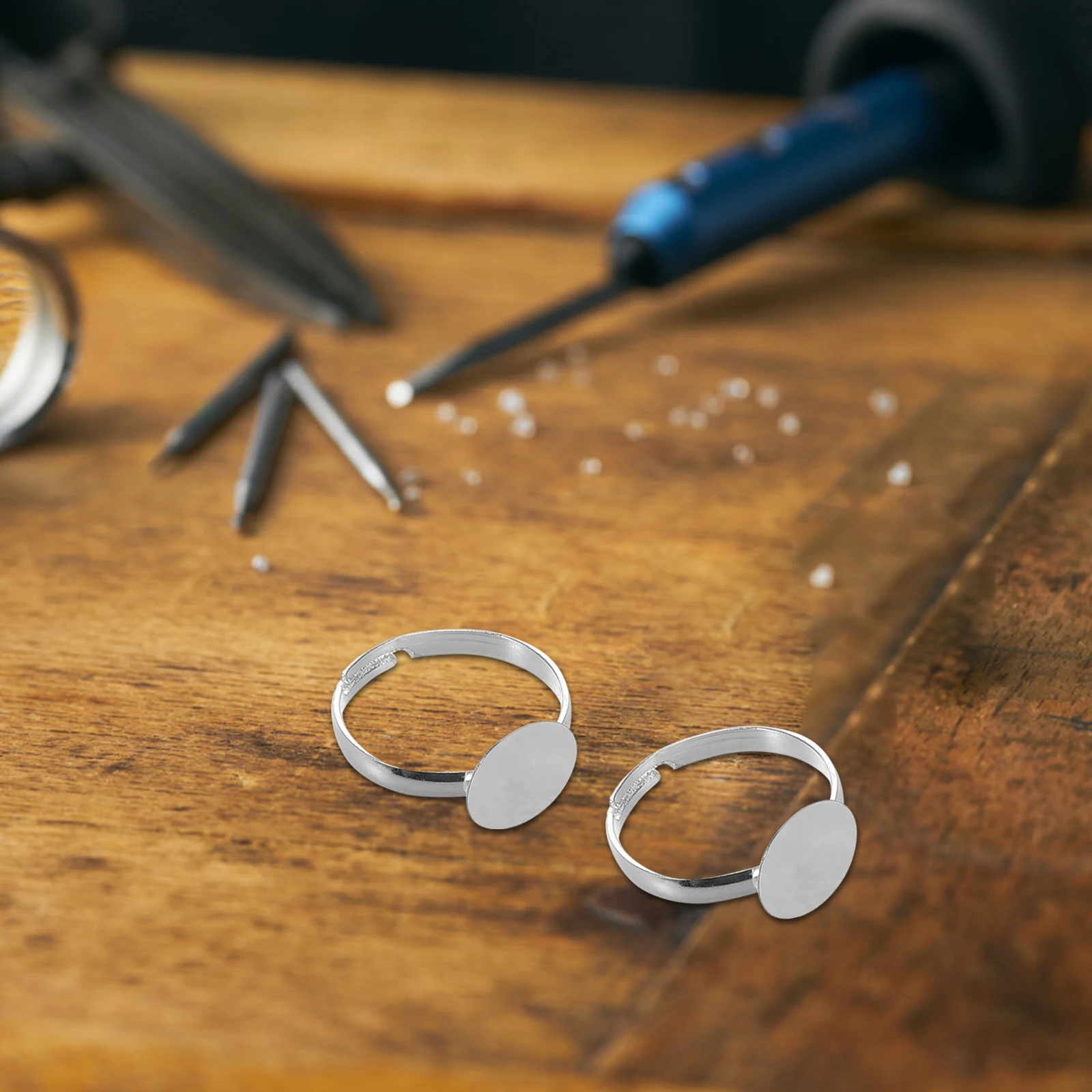 

20pcs Adjustable Blank Findings For Jewelry Making Metal Base Round Pad Resin Crafts Durable Handmade Diy Ring Blanks Supports