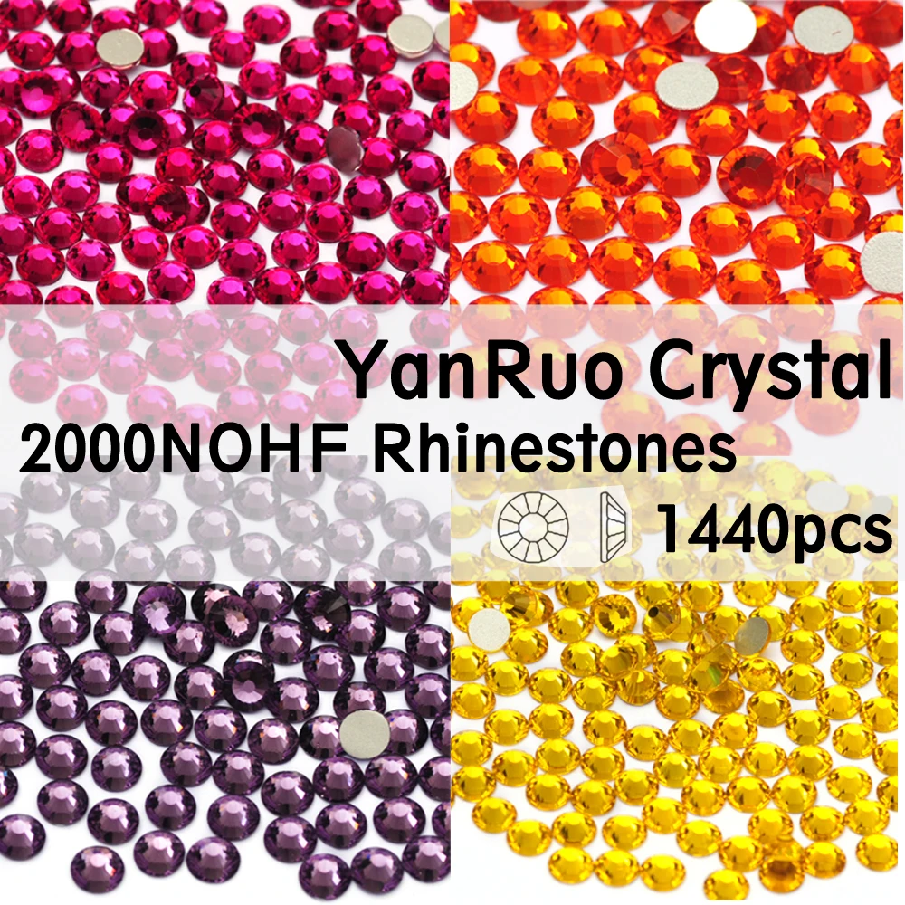 2000NOHF Small Size Beauty Glass Crystal Colorful Decorations Flatback Crafts Making Accessories Rhinestones For Dress/Nail Art