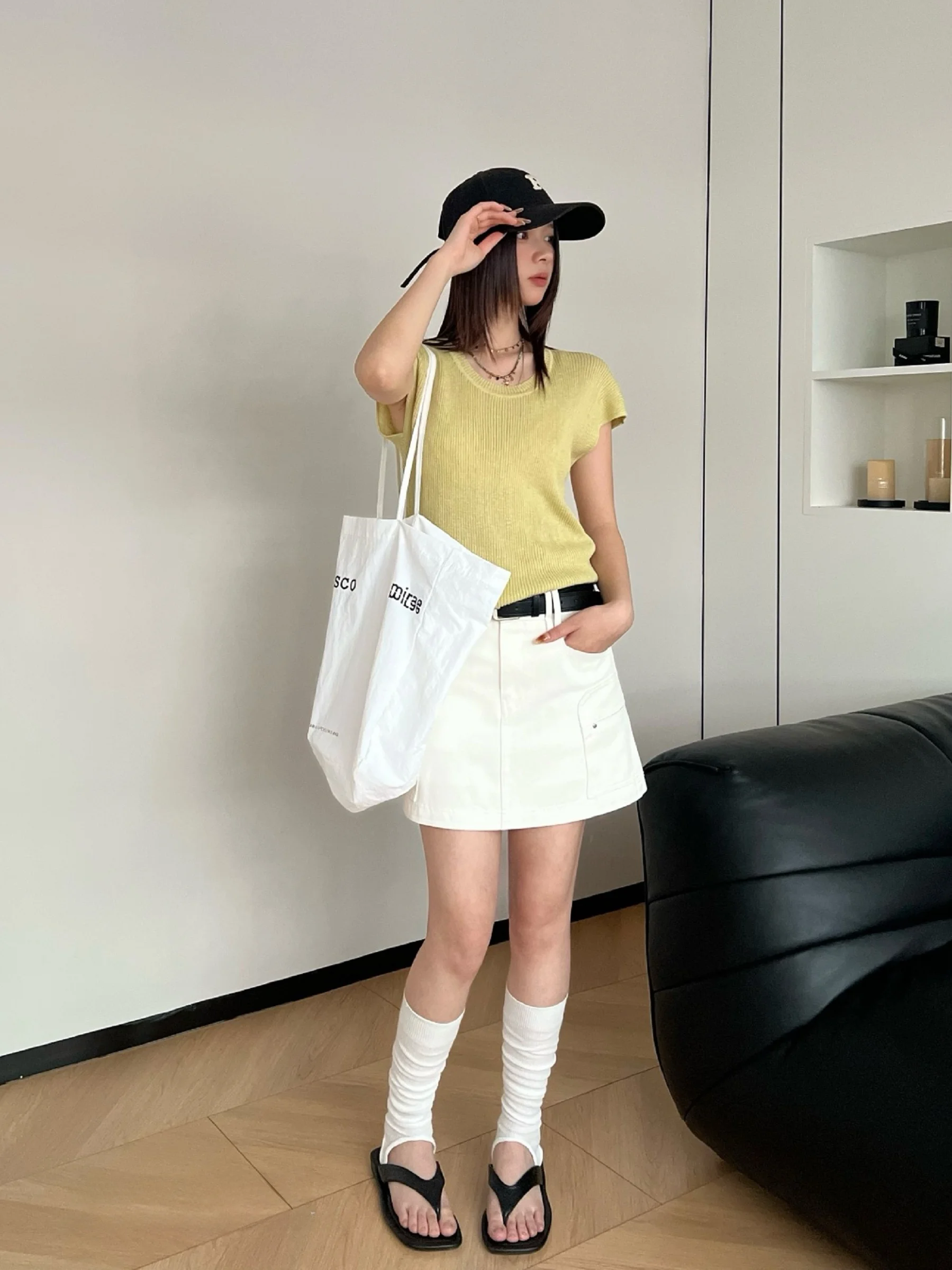

Slim Fit Knitted Sweater Women's round Ne ort Sve Fce Sve Top Spring Summer Korean Sle Breathable Comfortable
