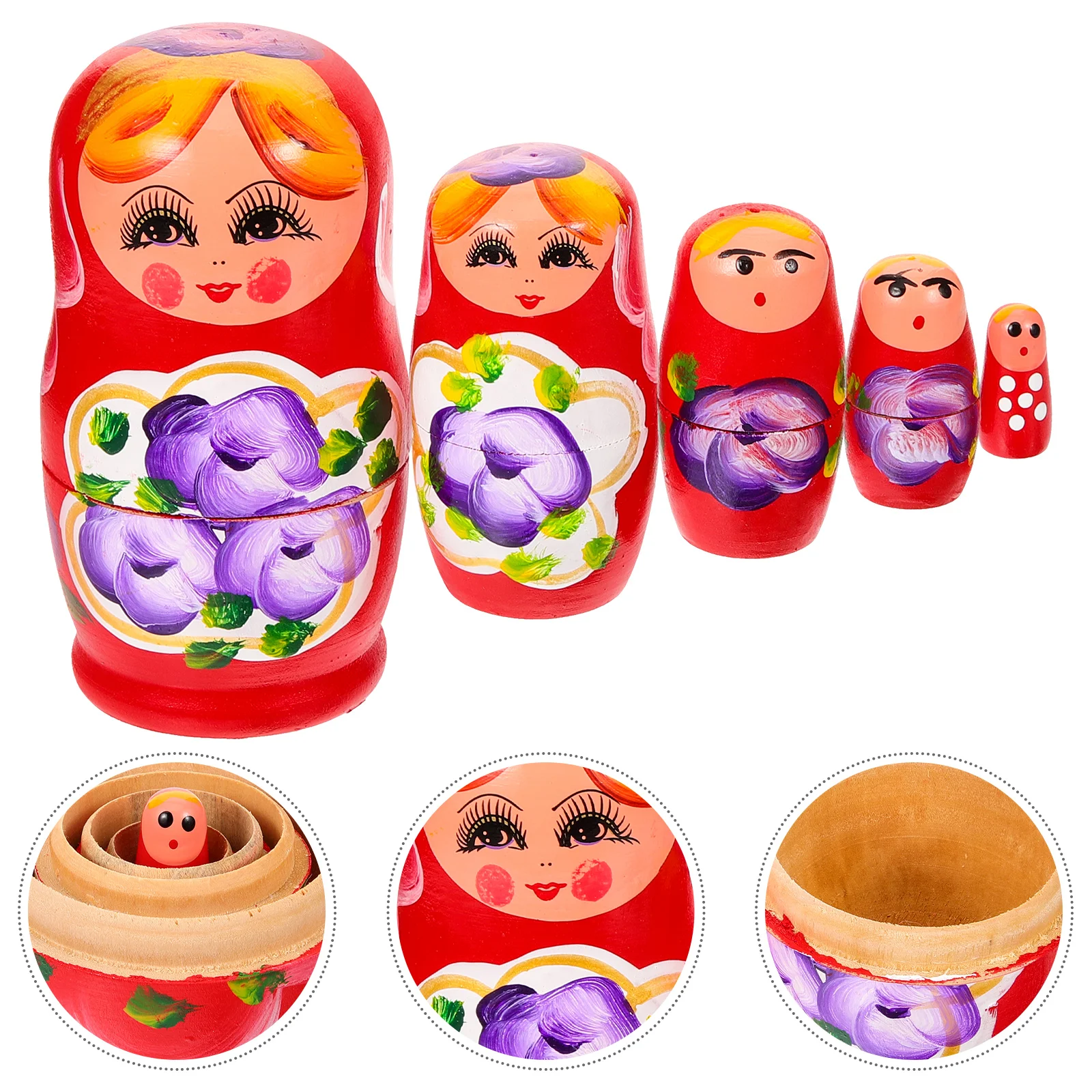 

Wooden Matryoshka Dolls Home Ornament Nesting Toy Halloween Traditional Russian