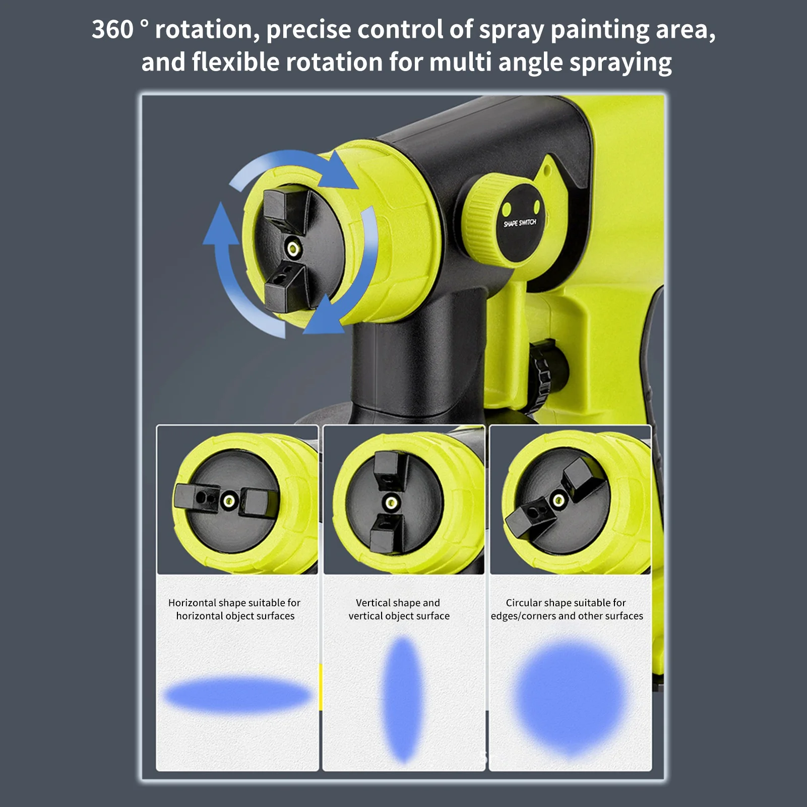 Cordless Paint Sprayer Adjustable Powerful Motor Electric Spray Paint Gun With Nozzle Electric Paint Sprayer Handheld Paint Gun