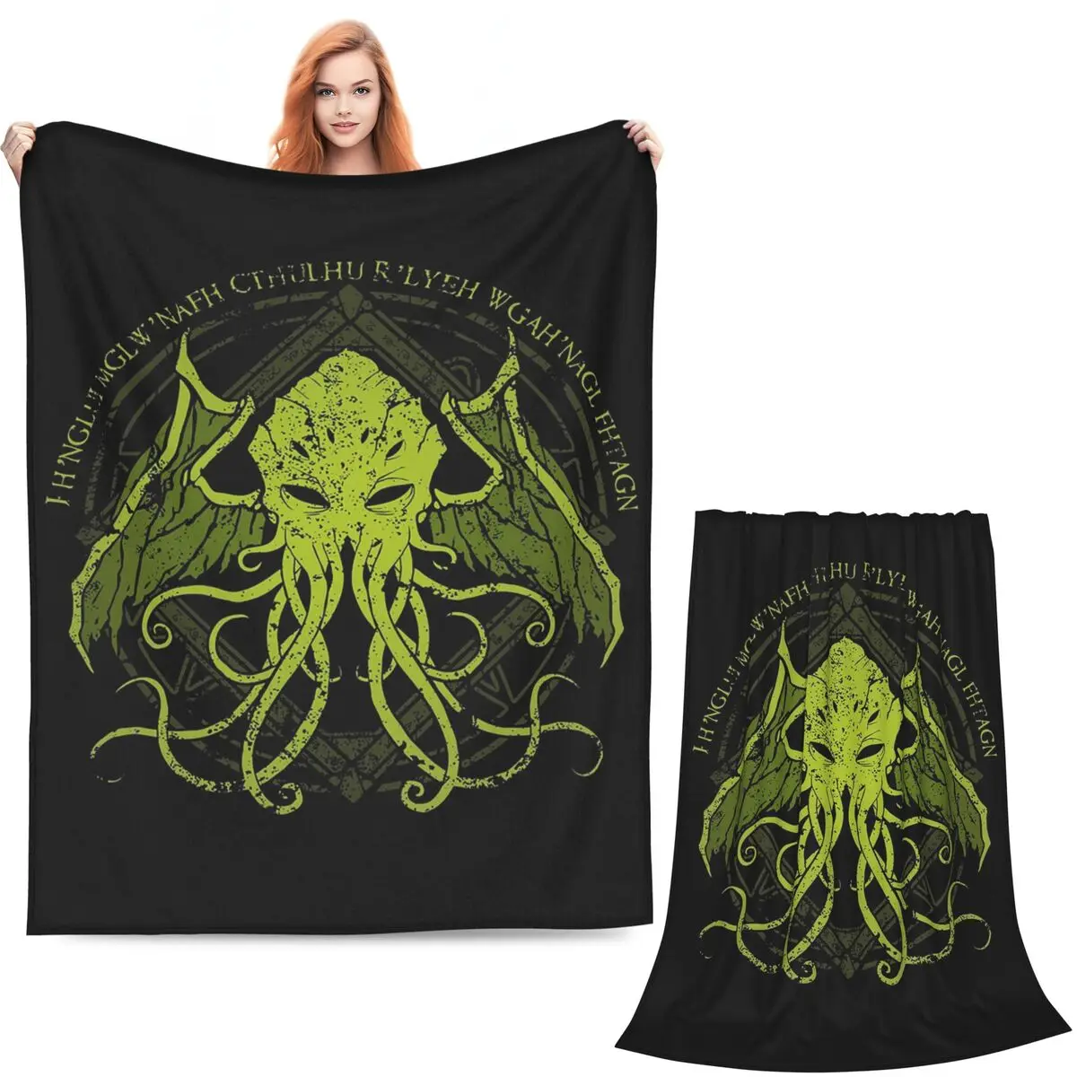 Cthulhu - Lovecraft - Distressed Chant Design V2 Blankets Soft Warm Flannel Throw Blanket Bedspread for Bed Travel Home Couch