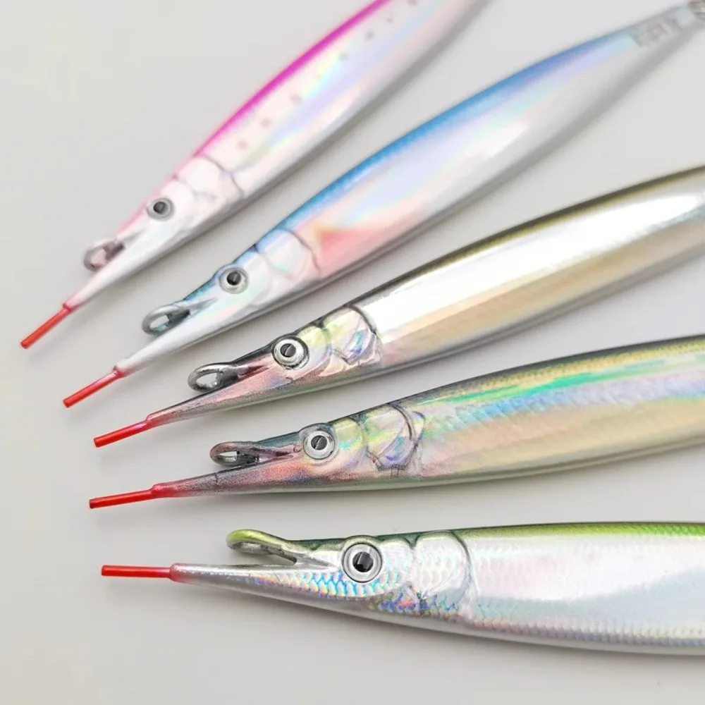 Plantilla de Metal Hyporhamphus Sajori 3D de 40g-60g de peso, Material metálico, diseño de Jigging, señuelo de caballa española, cuchara de pesca con patrón 3D