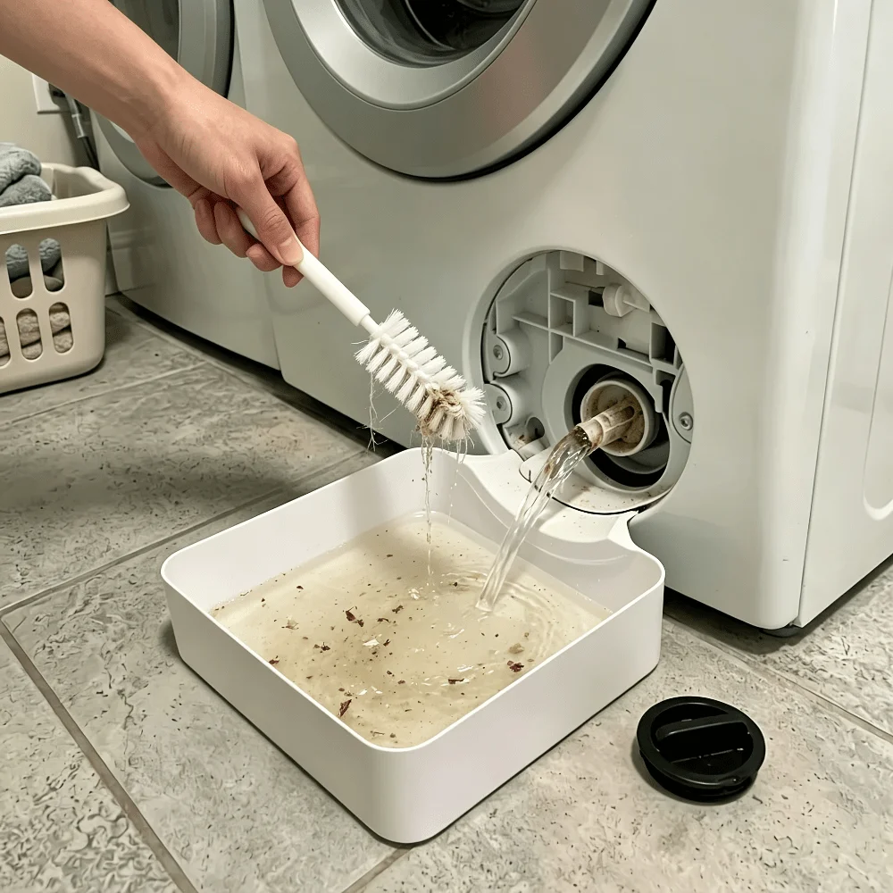 Bosch & Siemens Washing Machine Drain Pan - 2-Piece Leak-Proof Drip Tray with Cleaning Brush, Anti-Overflow Floor Protection