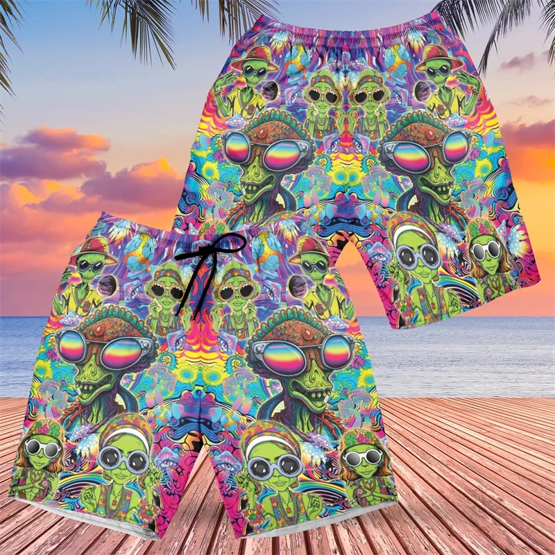 

Модные Мультяшные 3d-шорты в стиле Харадзюку, в стиле НЛО, для мужчин, одежда в стиле хип-хоп, гавайский Инопланетянин, пляжные шорты, Повседневные детские плавки, топы