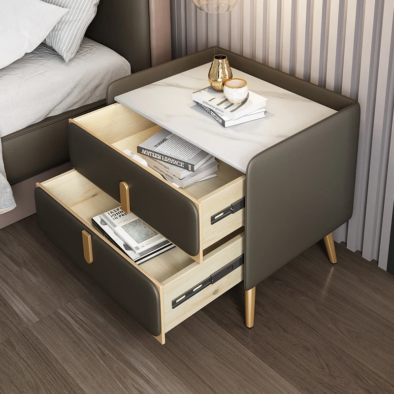 

The product can be customized.Smart leather bedside table simple modern net celebrity INS style light luxury small solid wood