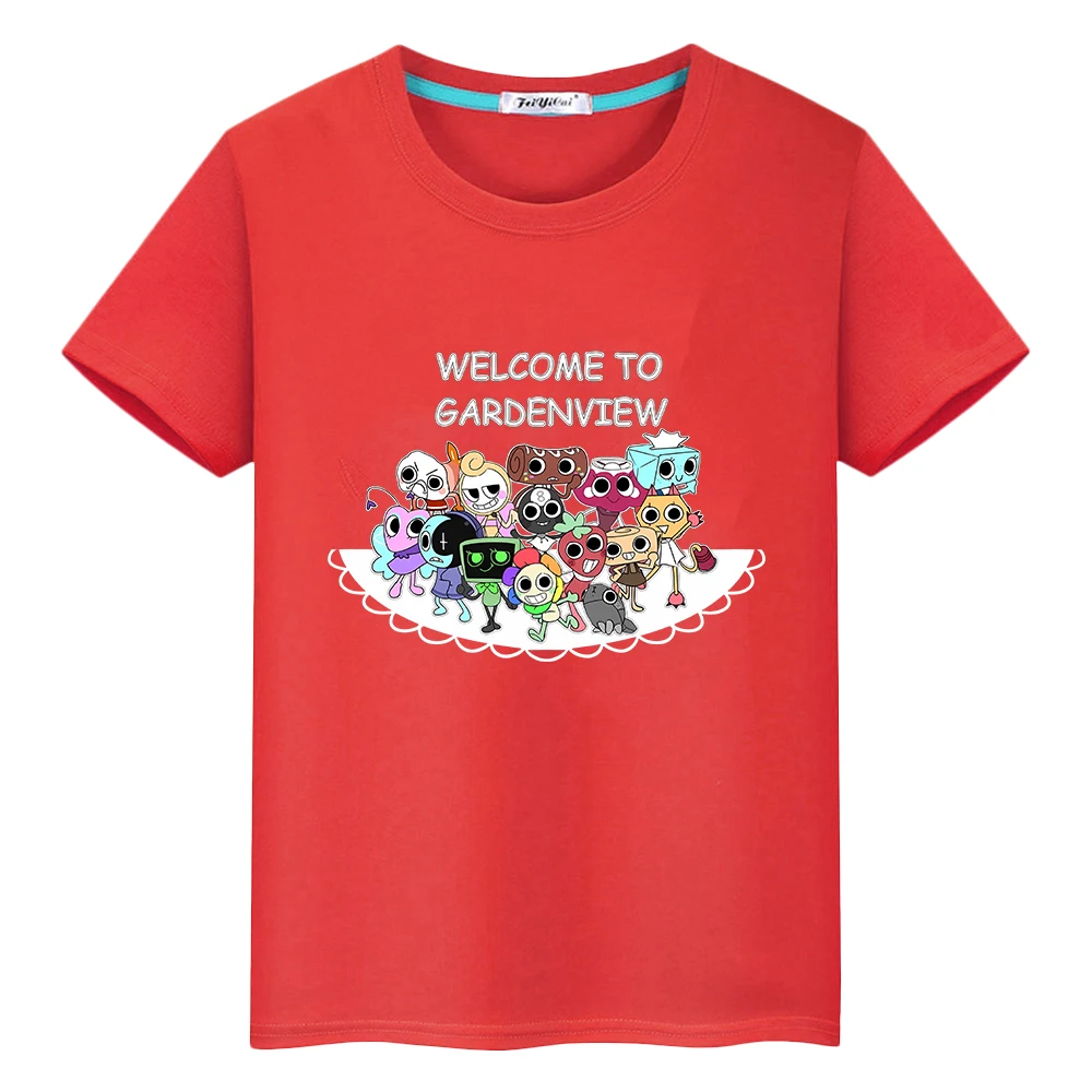 Dandys World print Cartoon 100%Cotton t shirt for kids boy 10year anime Tees Tops Short pride tshirt y2k one piece girls clothes