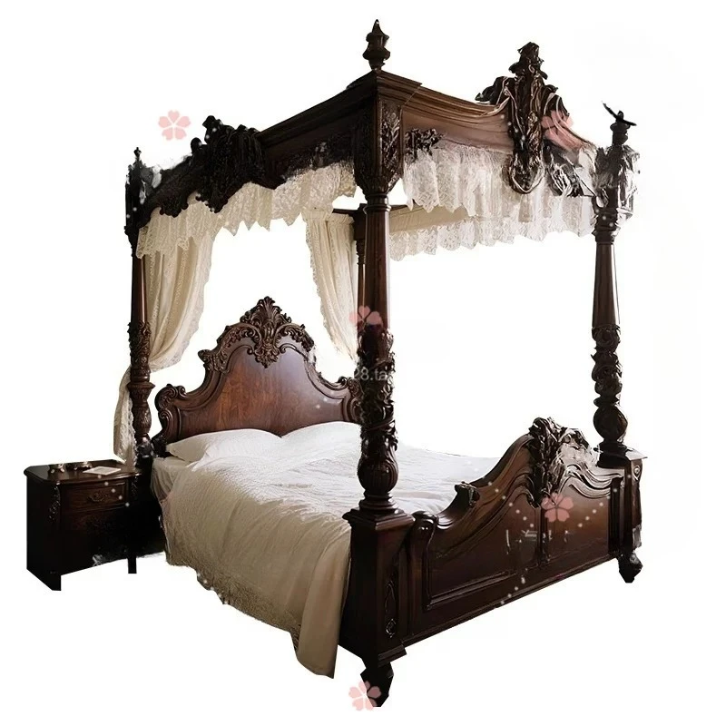 American rural antique bedroom double bed 1.8 meters retro wedding bed