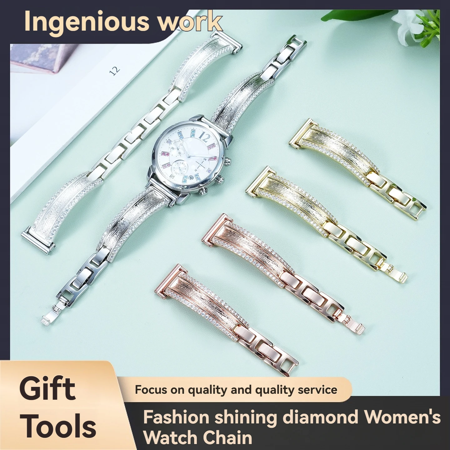 High quality full diamond curved bracelet strap for CASIO watch 5010 5012 series bracelet trend quick release women's watchstrap