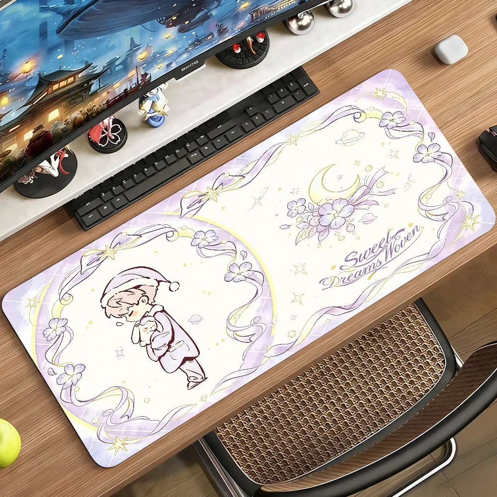 Cartoon Love and Deepspace Sweet Dream Woven Mouse Pad For Office Gaming And Keyboards Non-Slip Large Waterproof