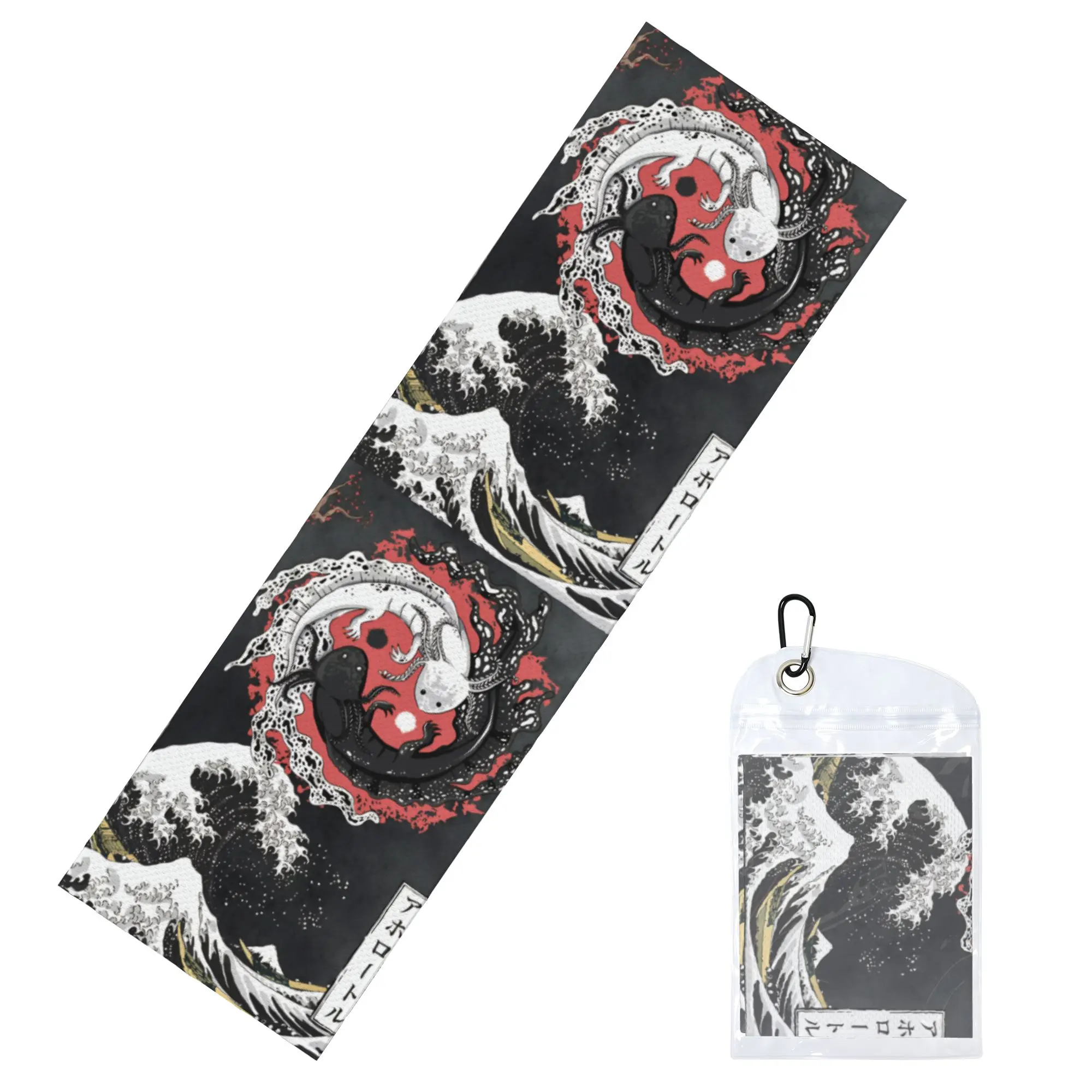 Cold Exercise Towel Yin Yang Axolotl The Great Wave off Kanagawa Beach Sports Yoga Towel Refreshing Sports Scarf Face Towels