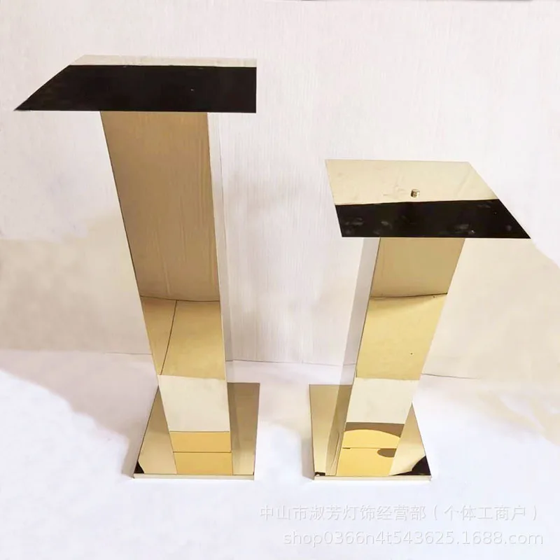 Best-selling cross-border wedding props Lu Yin wedding hall wedding hotel gold stainless steel dining table floral decoration