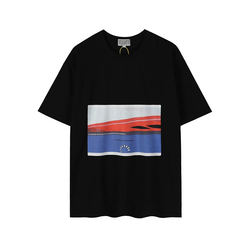 cavempt T-Shirt Abstract Landscape Scenery Print Men Women Loose Fit Short Sleeve Top