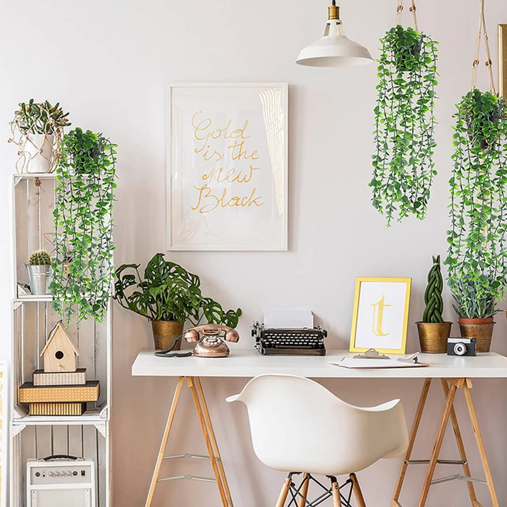 

2Pcs Simulation Hanging Plants Artificial Trailing Potted Plant Decor for Wall Ceiling Home Garden Greenery Fake Plant with Pot