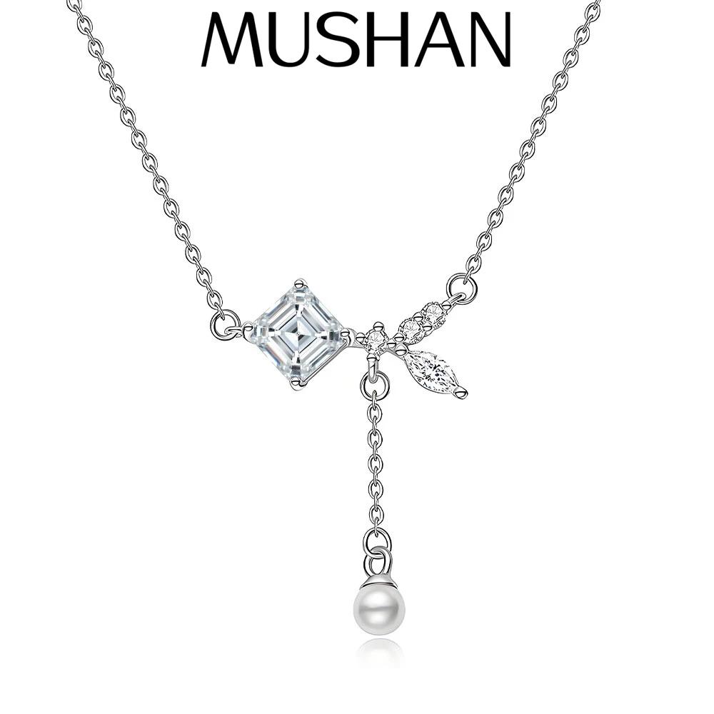

MuShan Luxury Jewelry 925 Sterling Silver Opera Necklace Fashion VVS Moissanite for Her 18K Gold Plated MST Patent Solid Chain