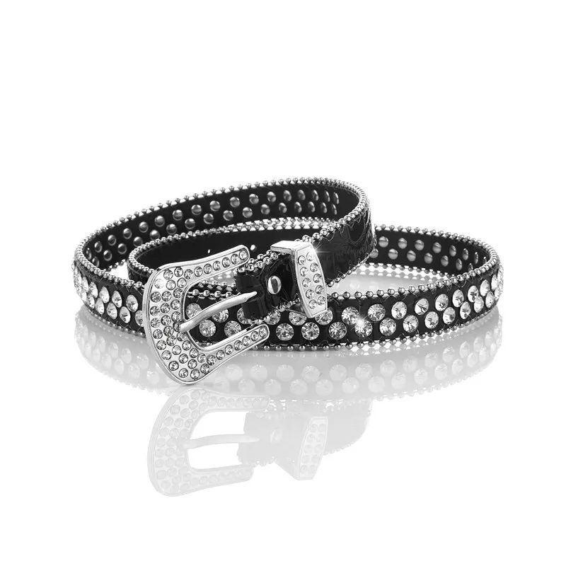 

1.6cm/2.6cm Crystal Women's Belt Decorative Rhinestone Design Alloy Pin Buckle Fashion Belt for Women