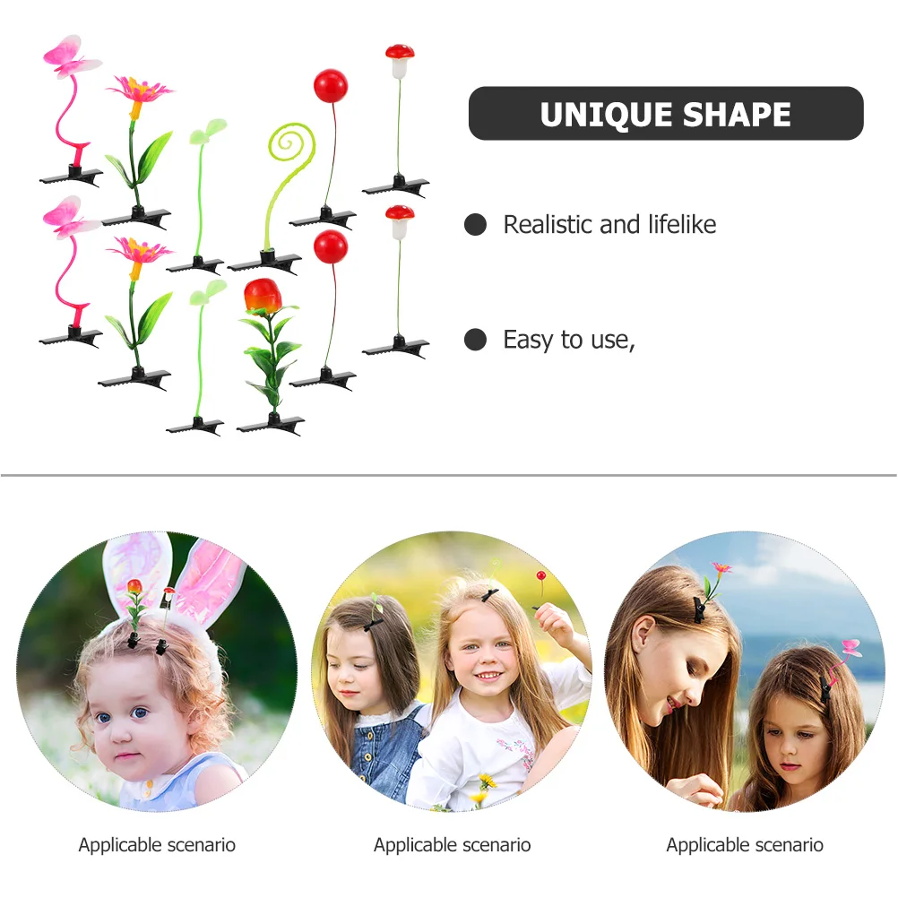 

12pcs Sprout Hair Clips Durable Girls Accessories Floral Hairpins For Casual Formal Bean Sprout Hair Clips Outfits
