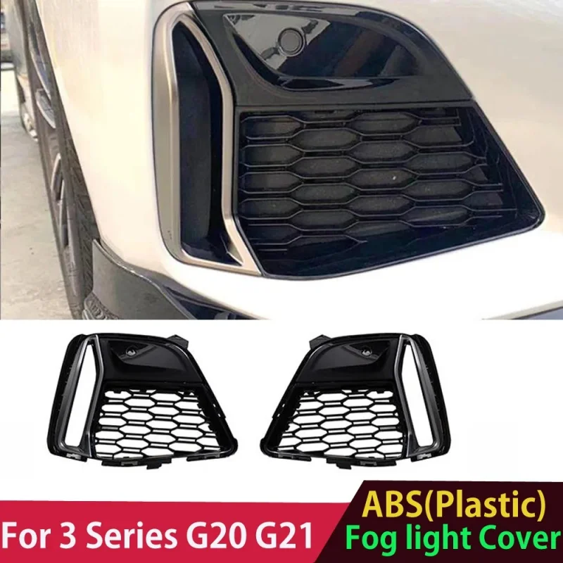 

2pcs Black ABS For BMW 3 Series G20 G21 330i 2020 2021 Car Front Fog Light Frame Replacement Cover Trim Molding Accessories