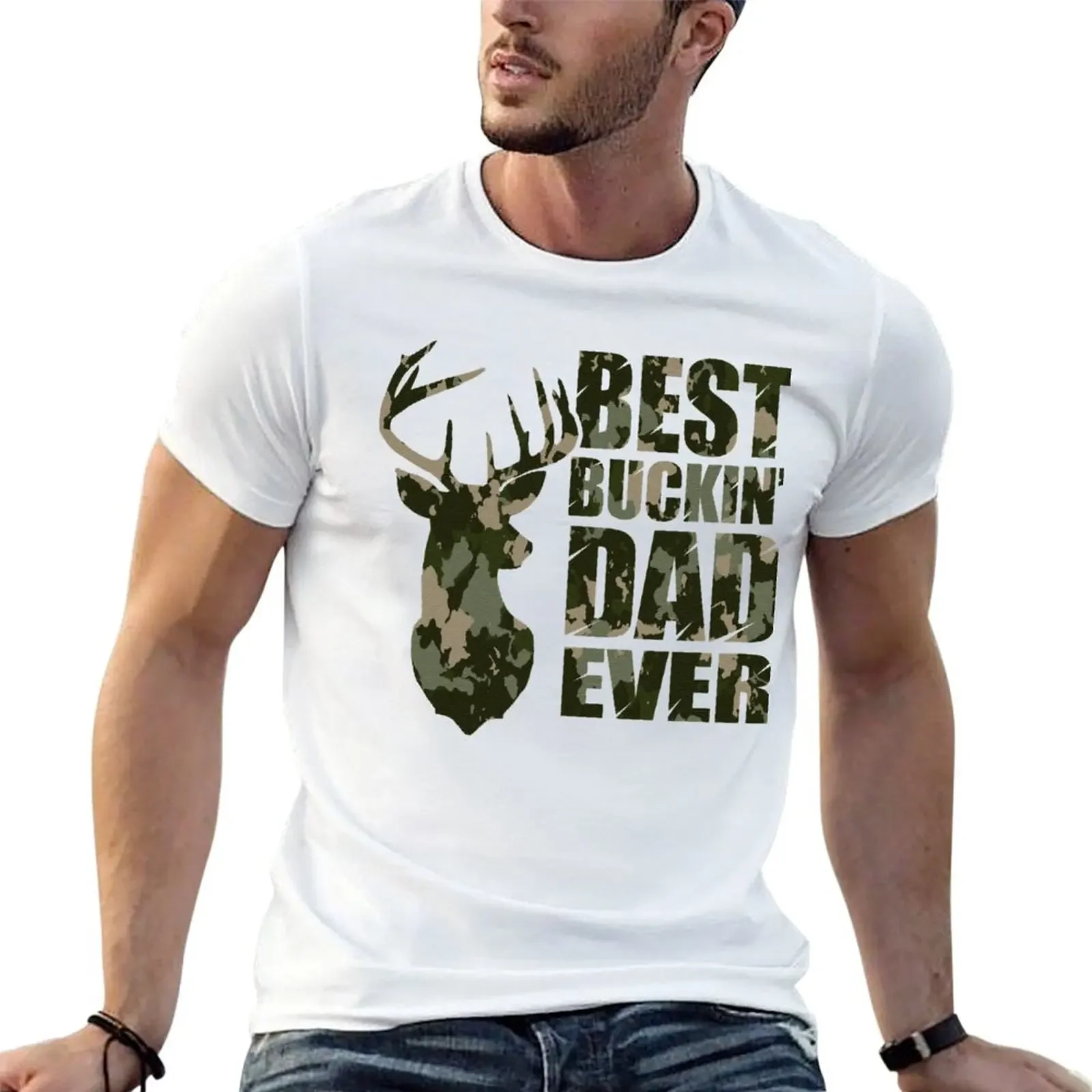 Best Buckin' Dad Ever - camo style T-Shirt valentines boutique clothes Funny t-shirts mens designer t shirt