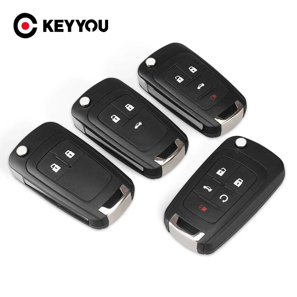 Keyyou carcaça de chave remota para chevrolet, 10 peças, 2/3/4/5 botões, cruze, opel astra j, corsa e, insignia, zafira, filp