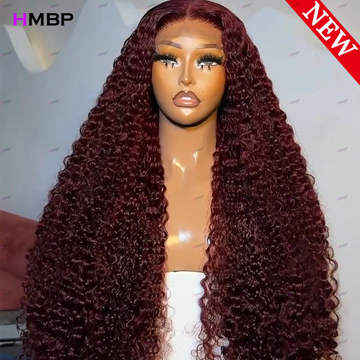

Парик Jerry Curly 500 Density 99j Burgundy Color Deep Wave 13x6 HD Glueless Lace Frontal из натуральных волос, предварительно проработанный, для женщин
