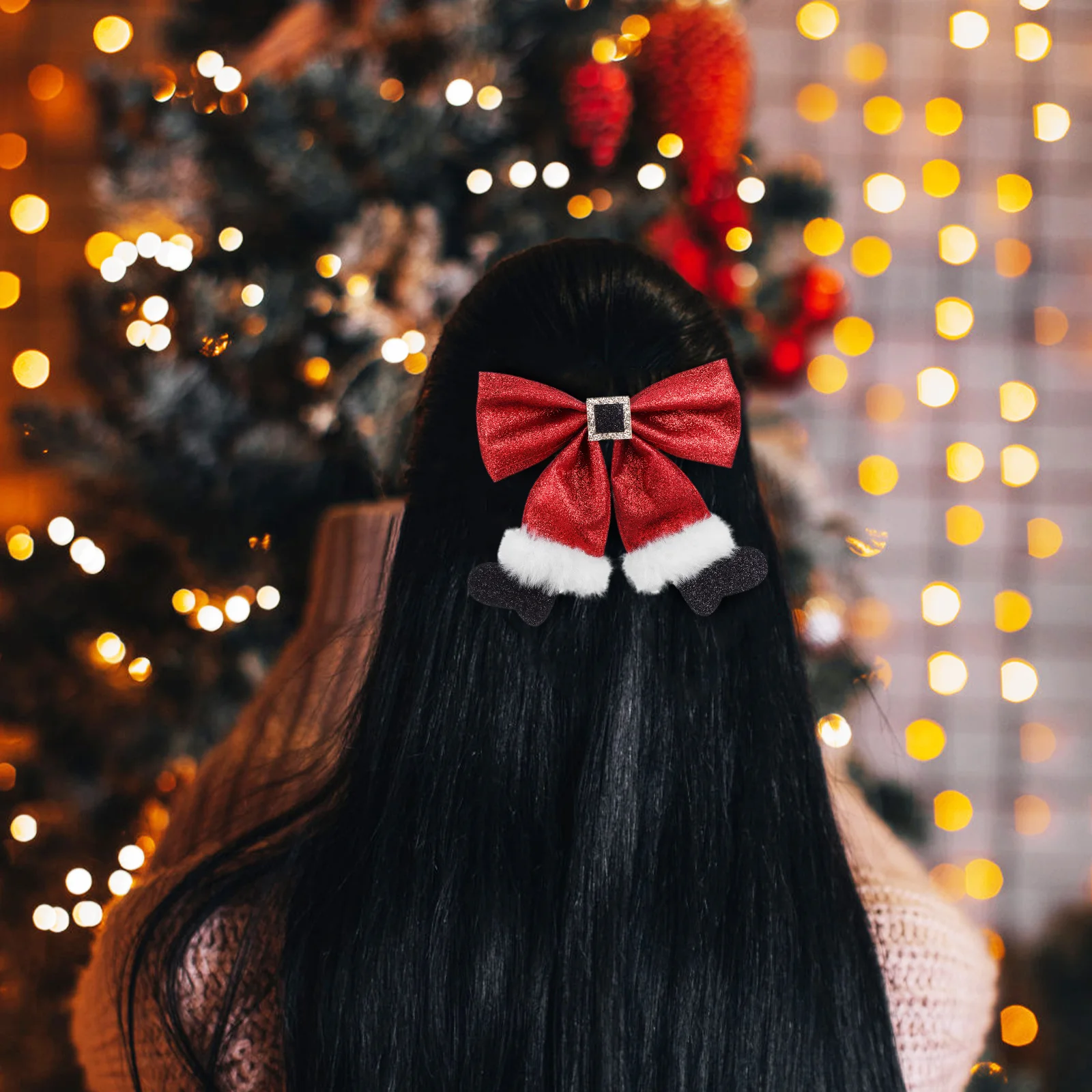 

Christmas Hair Clips Cute Accessories Barrettes Glitter Bow Alligator Chritmas Festival