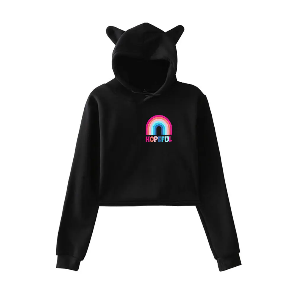 HopeScope Hopeful Hoodie Vintage 90s Streetwear Hoodie Merch Hoodies Fashion Sweatshirts for Girls Cat Ear Crop women