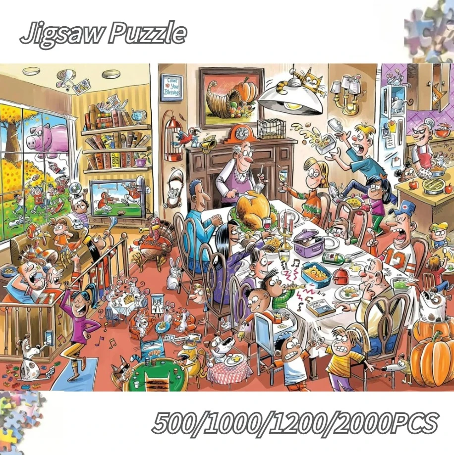 

Family Dining Table Gathering 500/1000/1200/2000PCS Paper Jigsaw Puzzle of Adult Cartoon Puzzles Games Family Fun Toy Gift