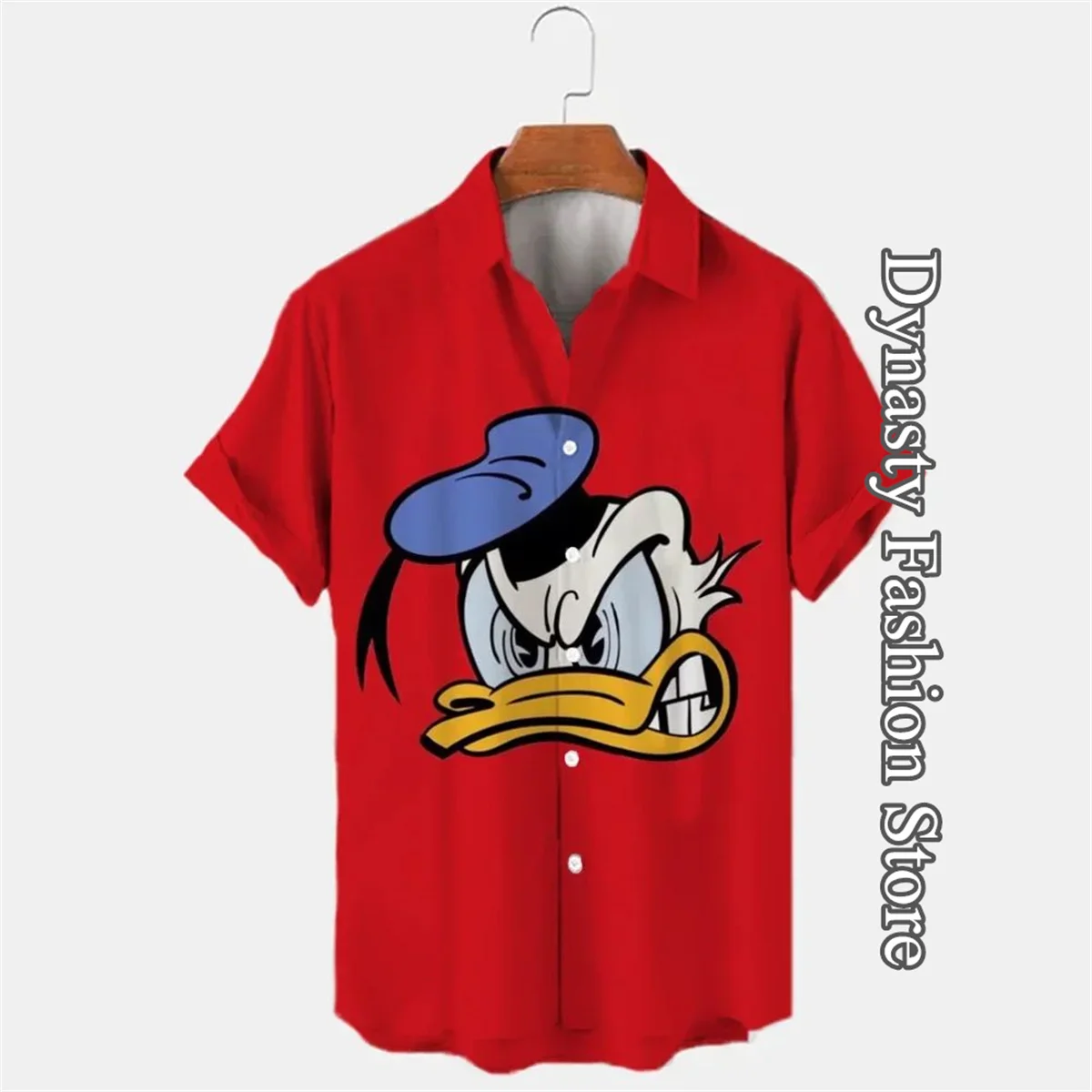 Camicia Disney Topolino da uomo, vacanza hawaiana, manica corta, bottoni, top, simpatico cartone animato, stampa, abbigliamento da spiaggia, casual, streetwear