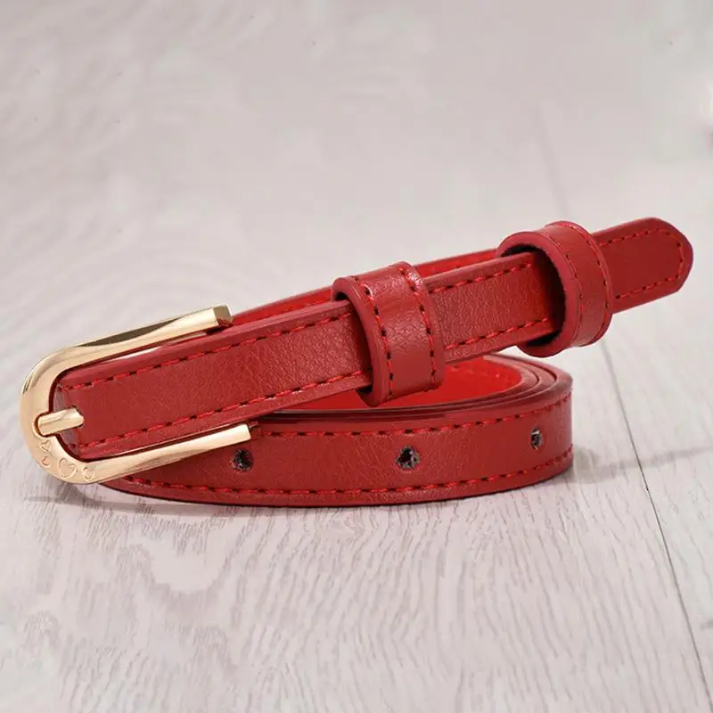 1Pc 105CM 7 Candy Colors Womens PU Leather Belt Skinny Thin Dress Belt Waist Belt Waistband Skirt Jeans Waist Accessories