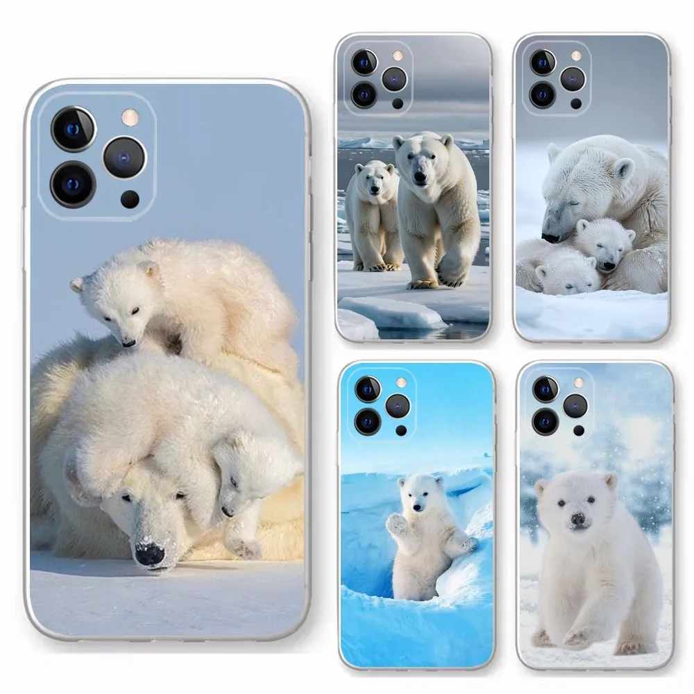 

Animal Polar Bear Phone Case For iPhone 15,14,13,12,11 Plus,Pro,Max,XR,XS,X,7,8 Plus,SE,Mini Transparent Shell